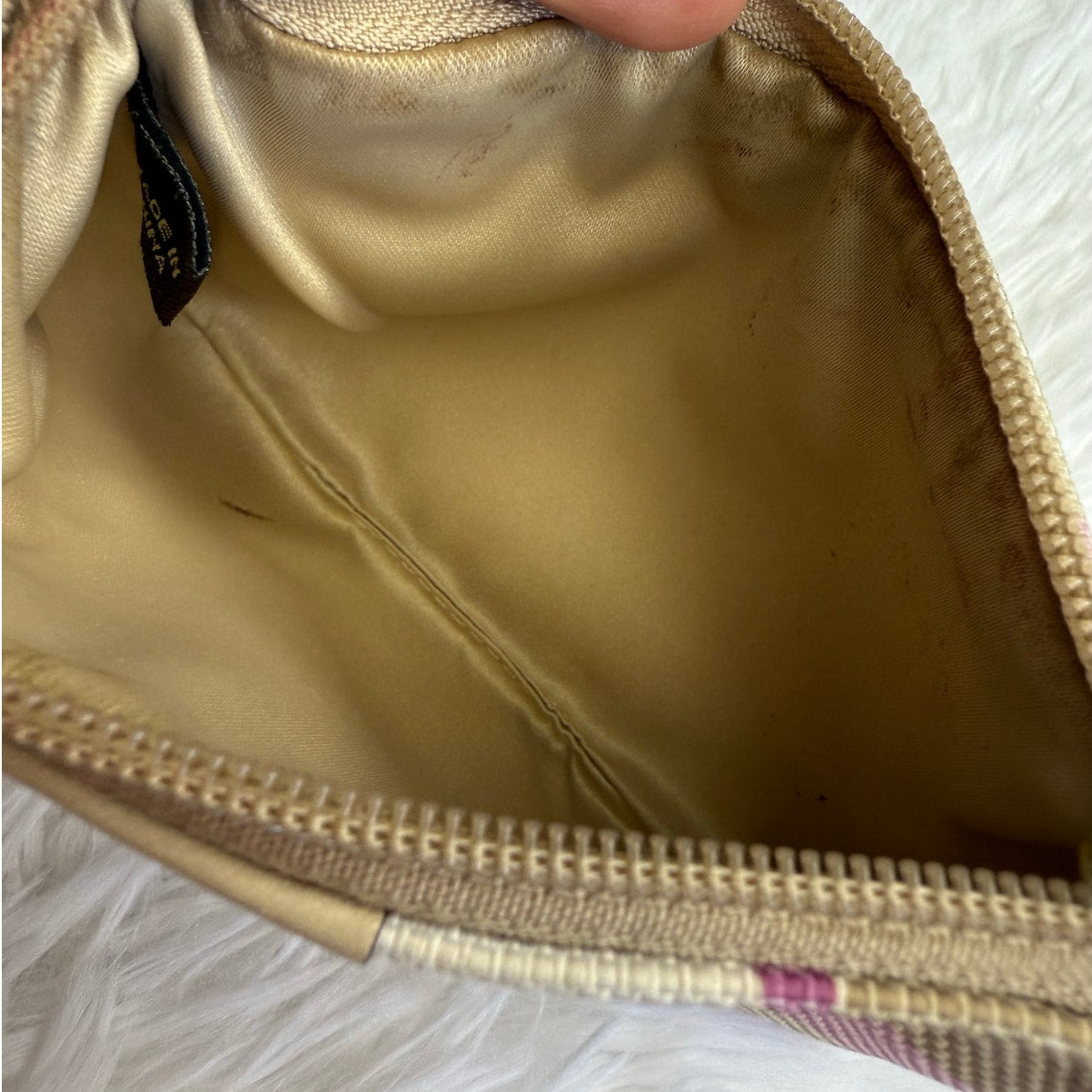 COACH Purple Gold Signature Canvas Wristlet