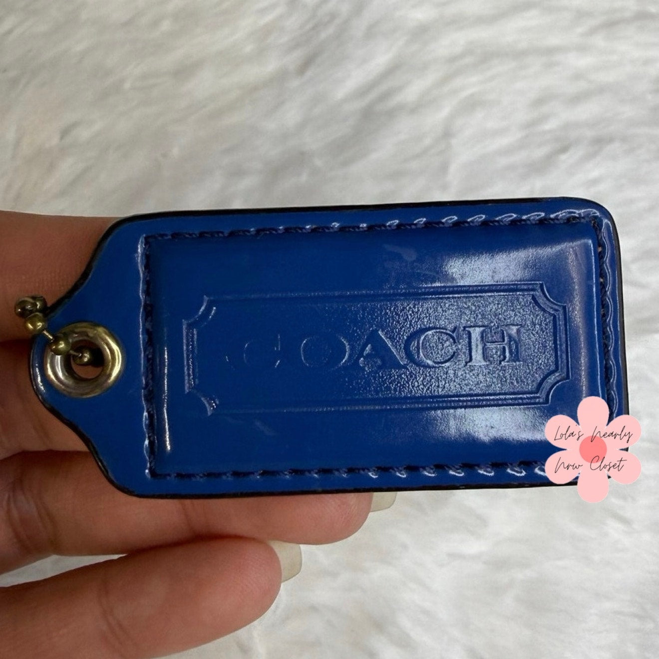 2" COACH Blue Fob Bag Charm Hang tag Hangtag