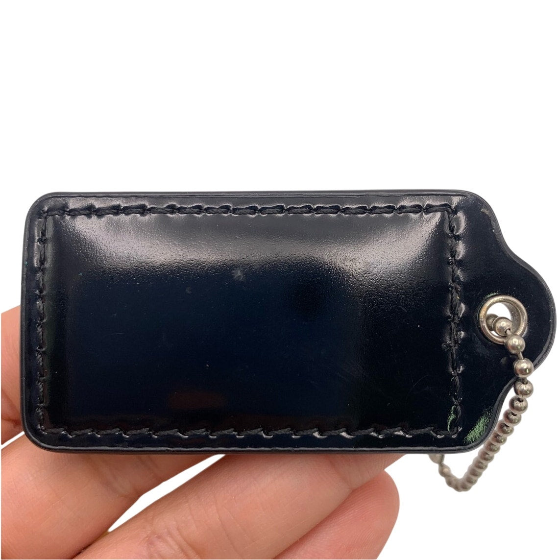 2" COACH Patent Leather Black Fob Bag Charm Hang tag Hangtag