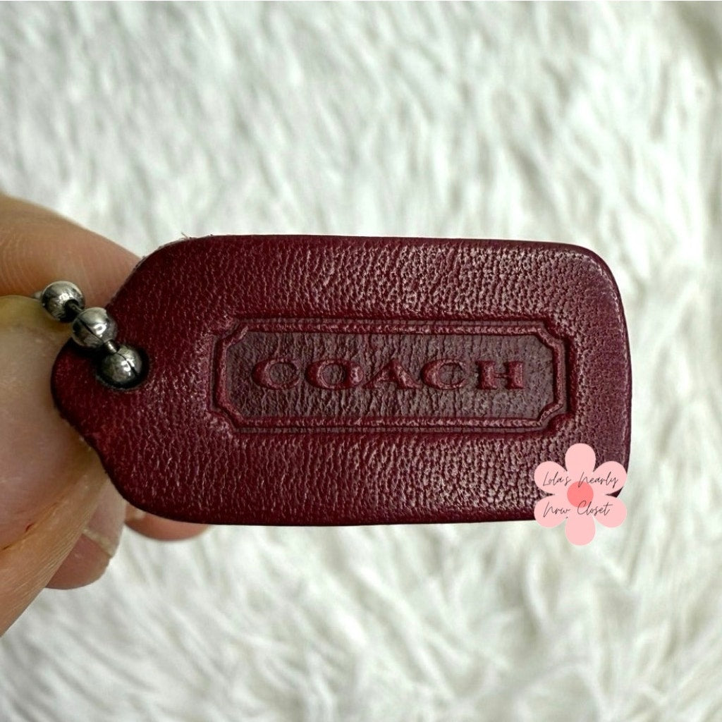 1" y2k COACH Vintage Red Fob Bag Charm Hang tag Hangtag