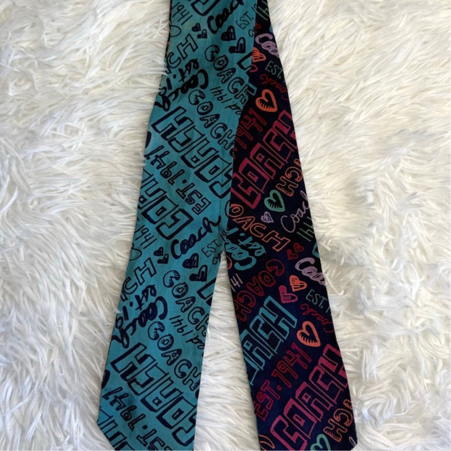 COACH Poppy Blue Silk Bag Scarf