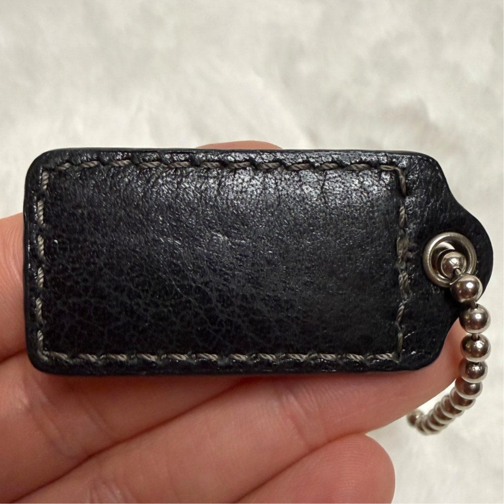 1.5" COACH Black Fob Bag Charm Hang tag Hangtag