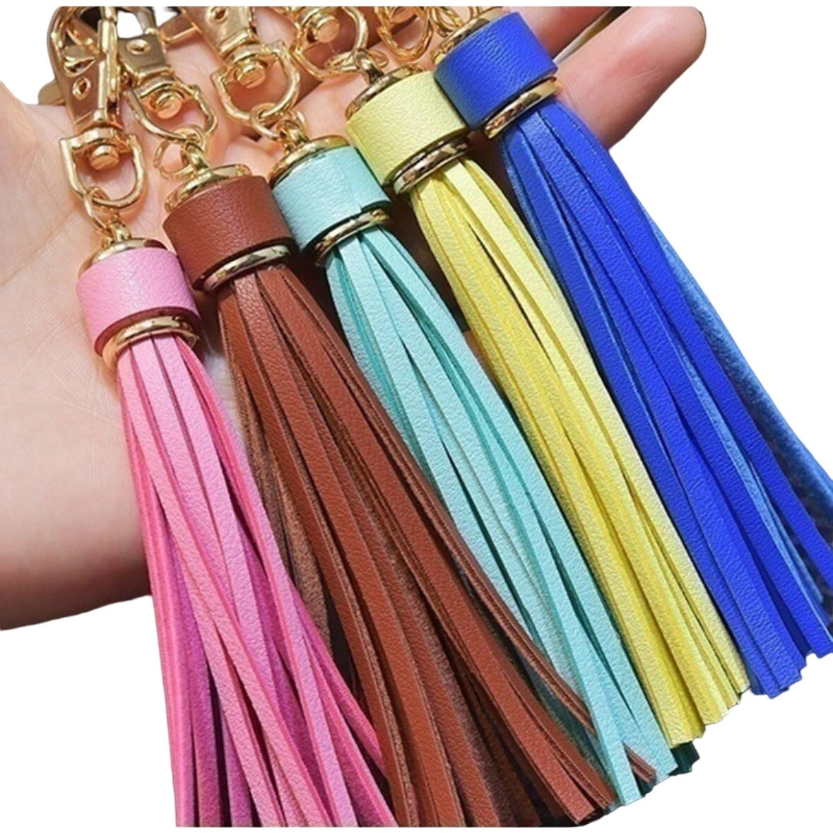 NEW Tan Tassel Bag Charm Tassels Keychains Purse Charms