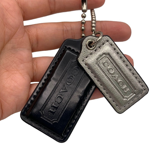 Double Black Silver COACH Replacement Hang Tag Bag Charm