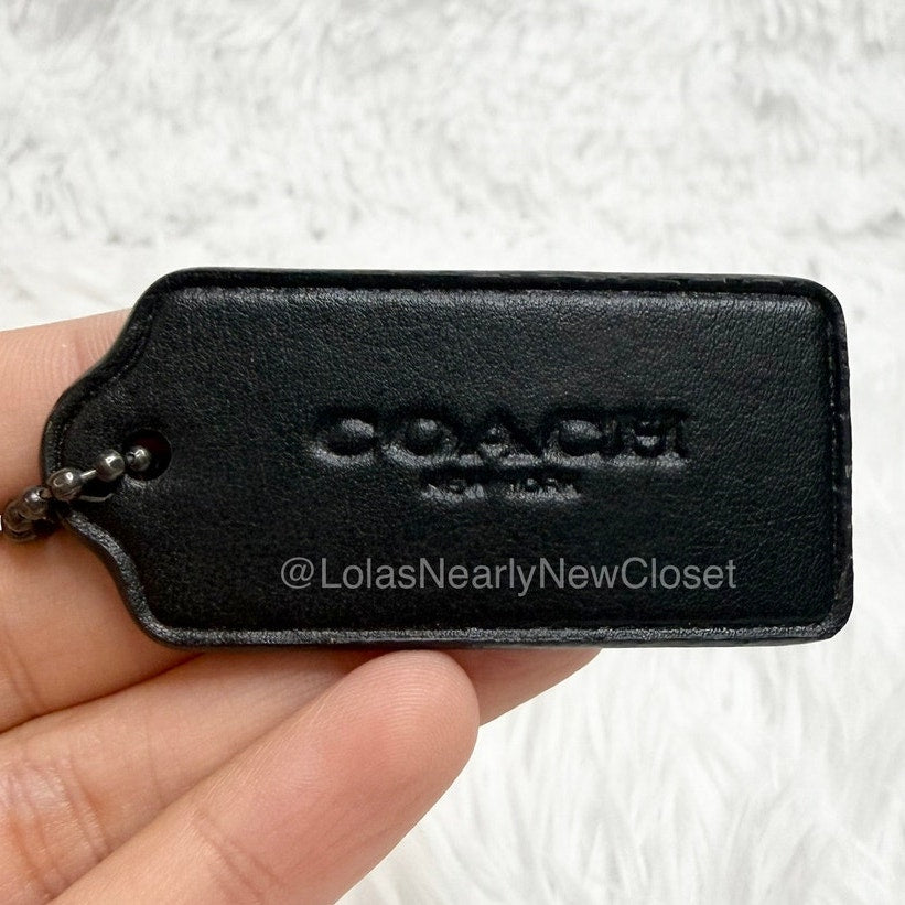 2" COACH Black Fob Bag Charm Hang tag Hangtag
