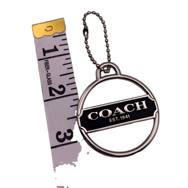 COACH Round Script Logo Silver Nickel Metal Fob Bag Charm Hangtag