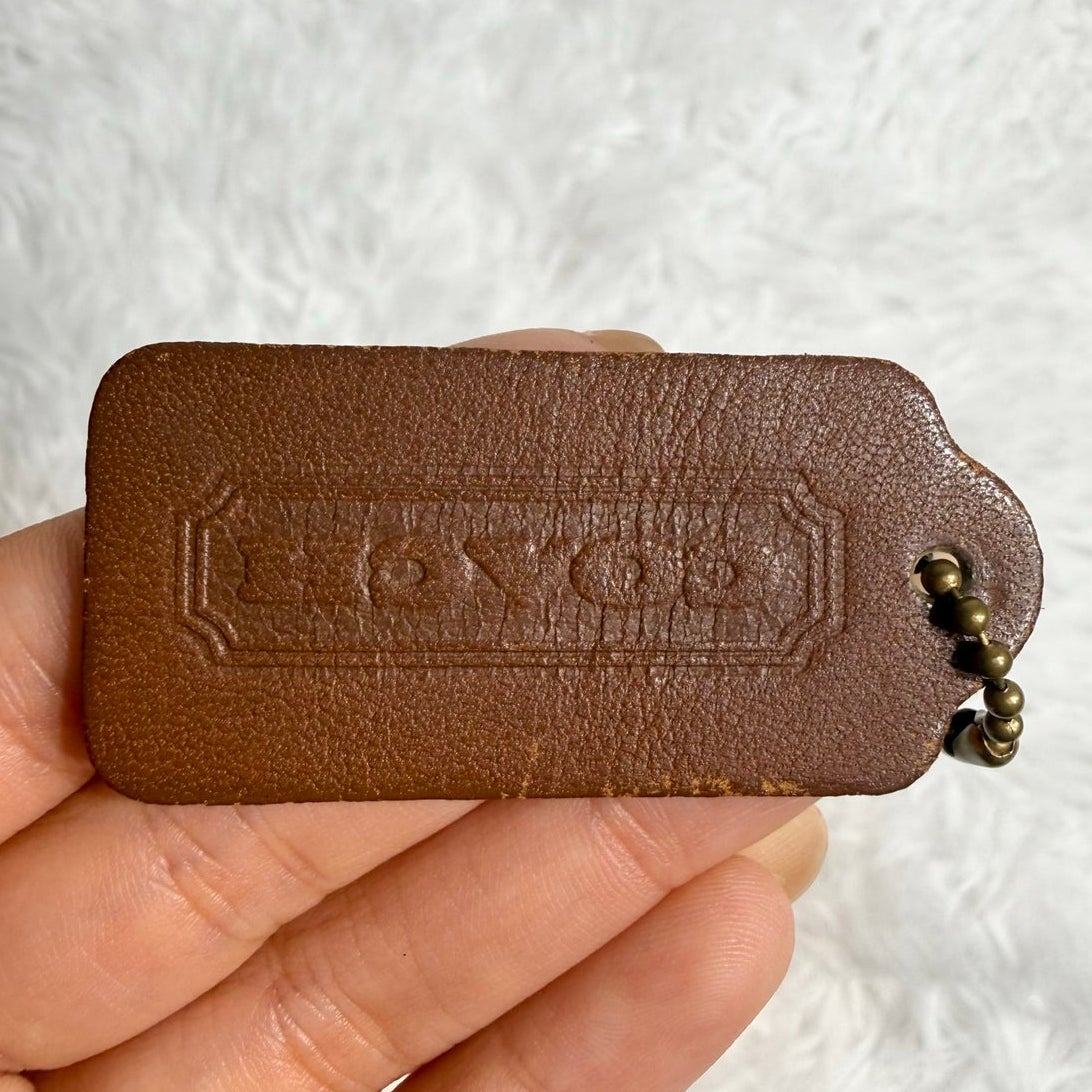 2" Vintage COACH British Tan Fob Bag Charm Hang tag Hangtag
