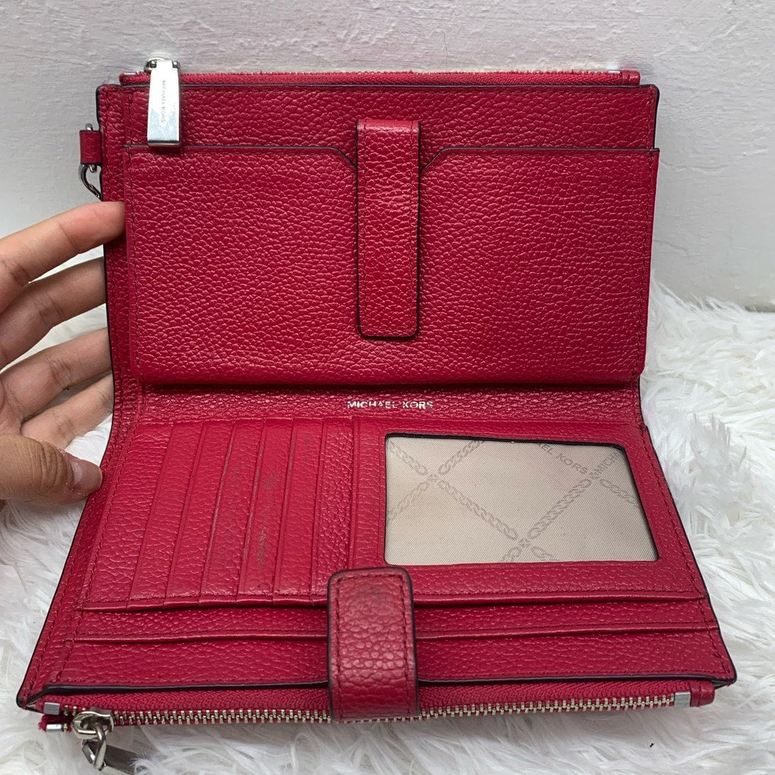 Michael Kors Red Double Pocket Phone Holder Wallet