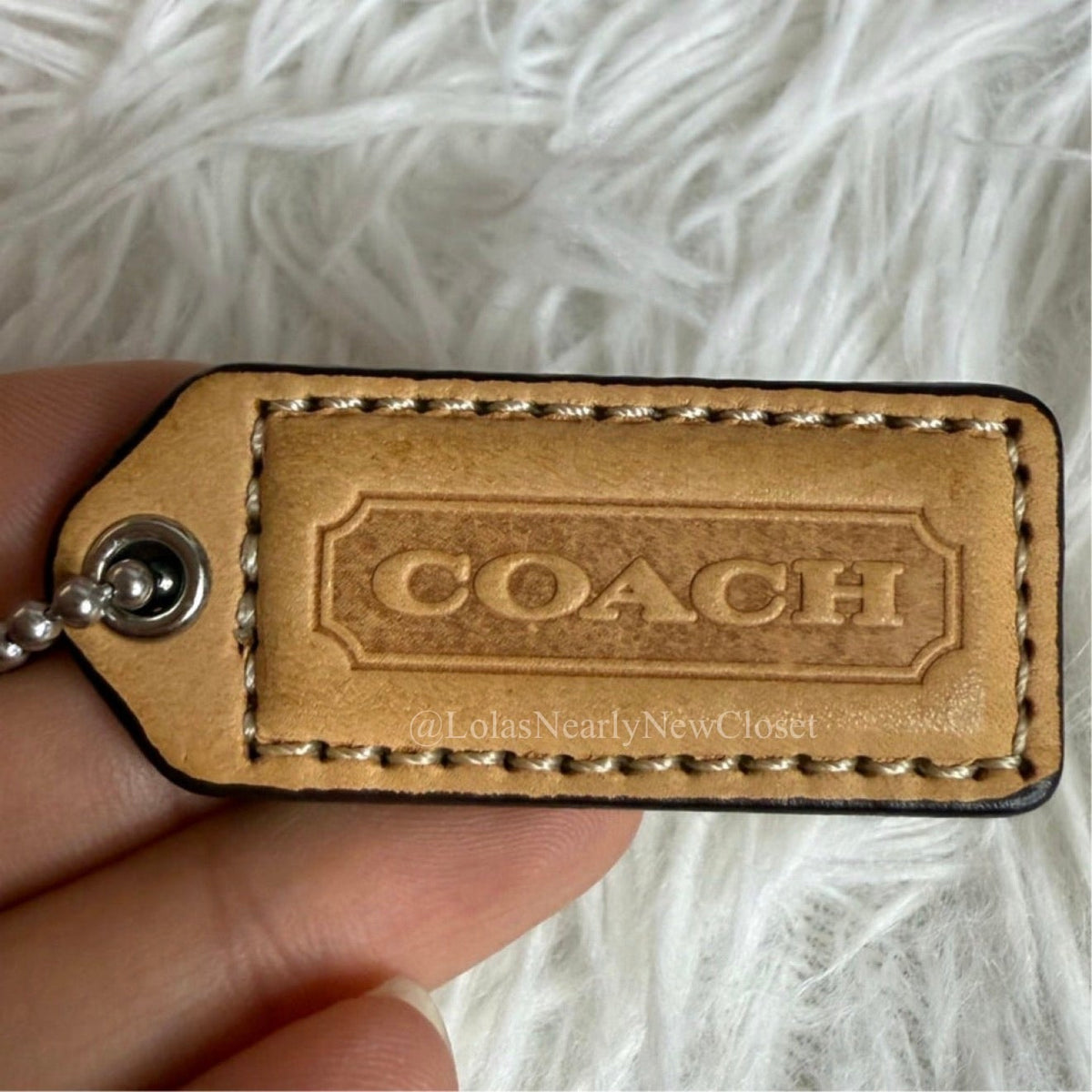 1.5" y2k COACH Tan Fob Bag Charm Hang tag Hangtag