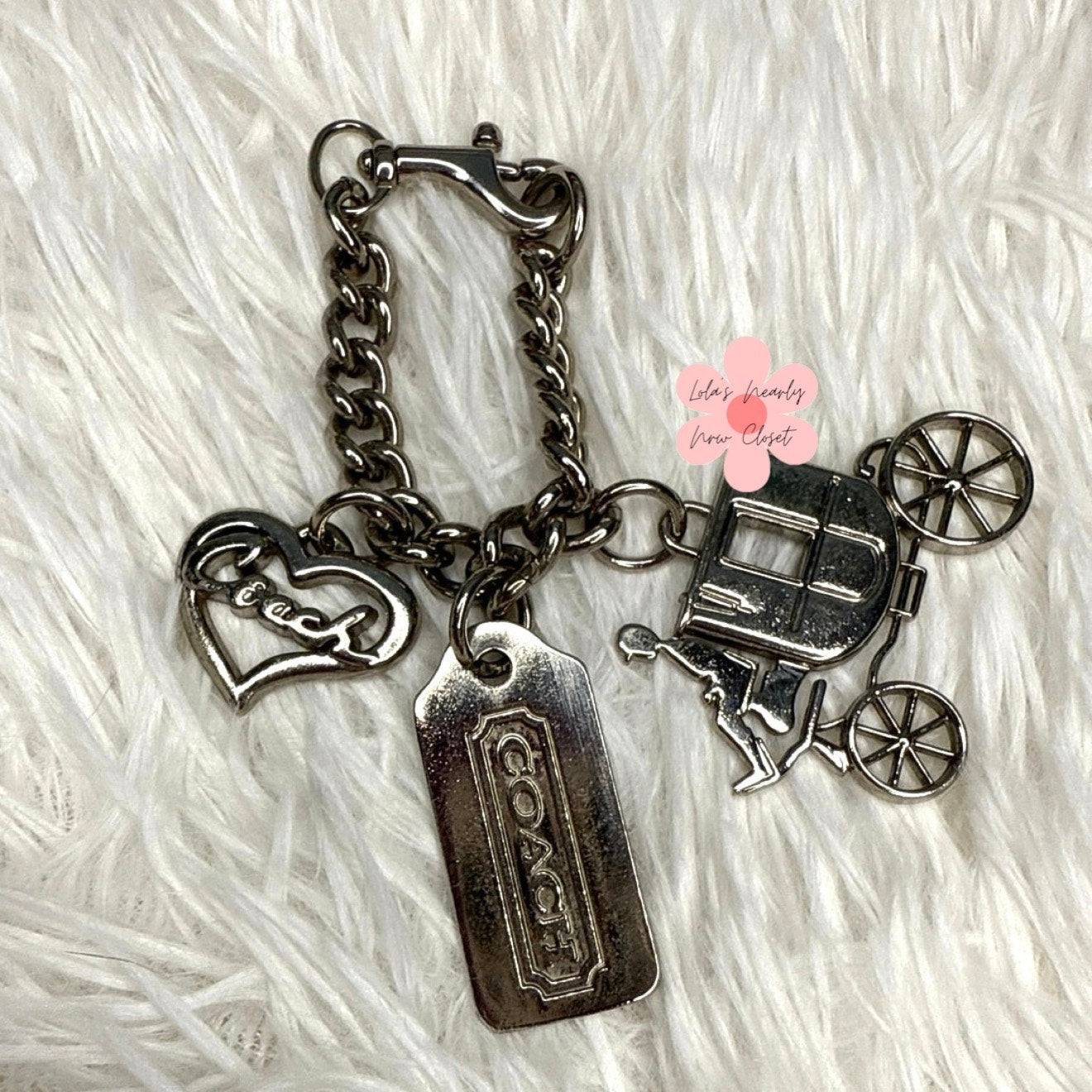 Vintage COACH y2k Carriage Heart Hangtag Bag Charm Key Fob