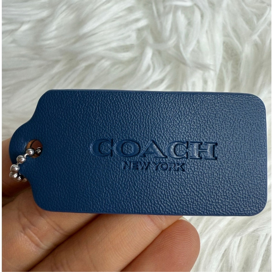 2" COACH Blue Fob Bag Charm Hang tag Hangtag