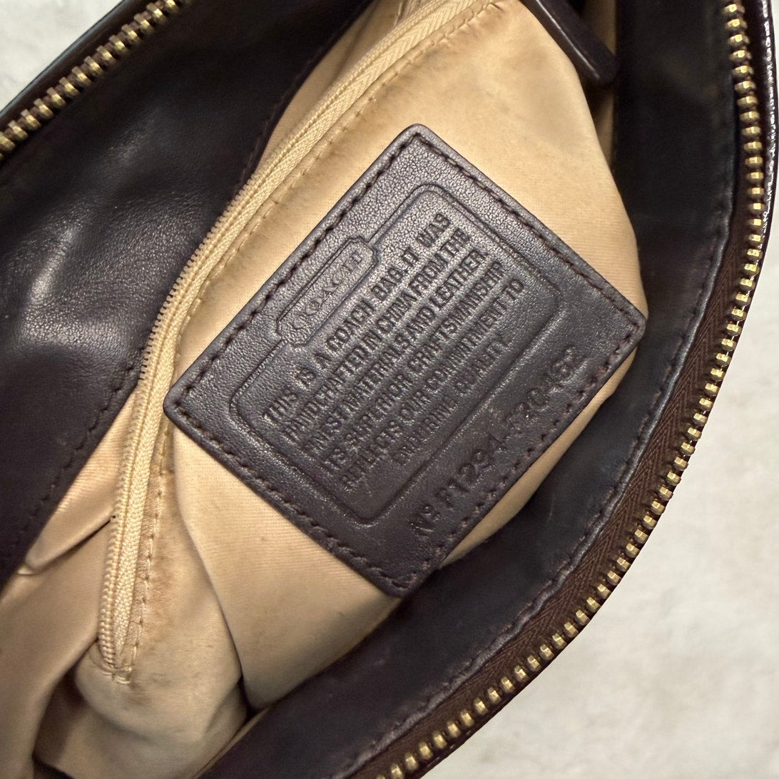 SALE Coach Ashley Dark Brown Patent Leather Shoulder Bag F20462