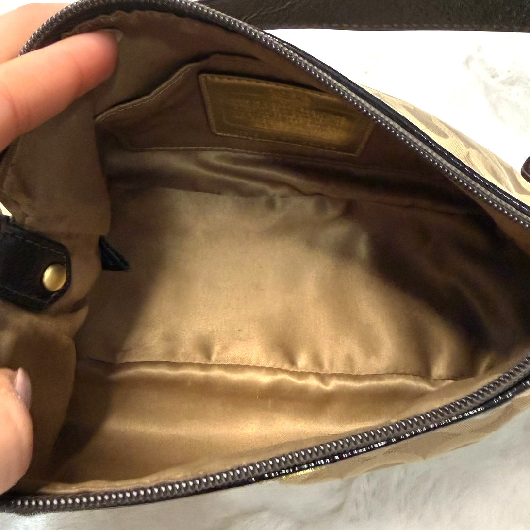 y2k COACH Brown Khaki Jacquard Baguette Bag