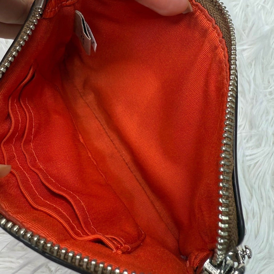 COACH Brown orange Zip Wristlet
