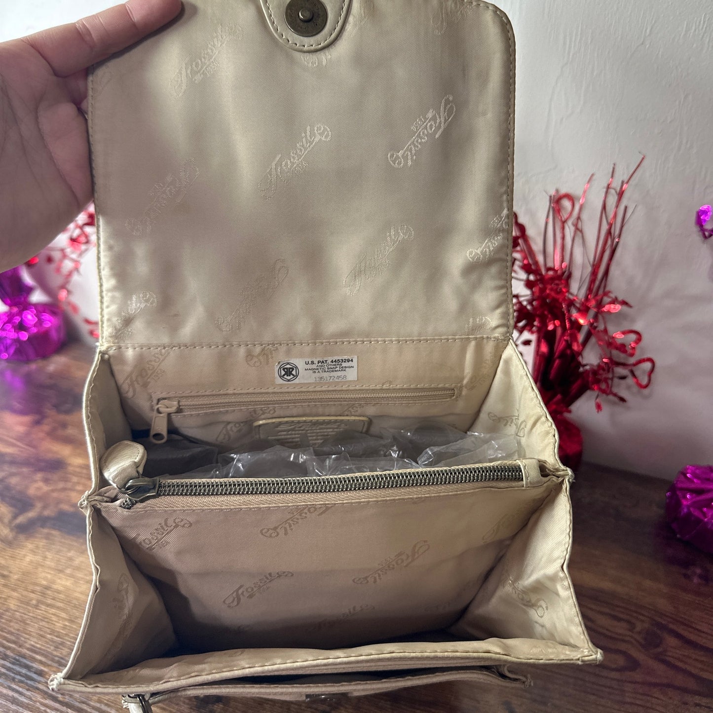 SALE Vintage FOSSIL Beige Crossbody