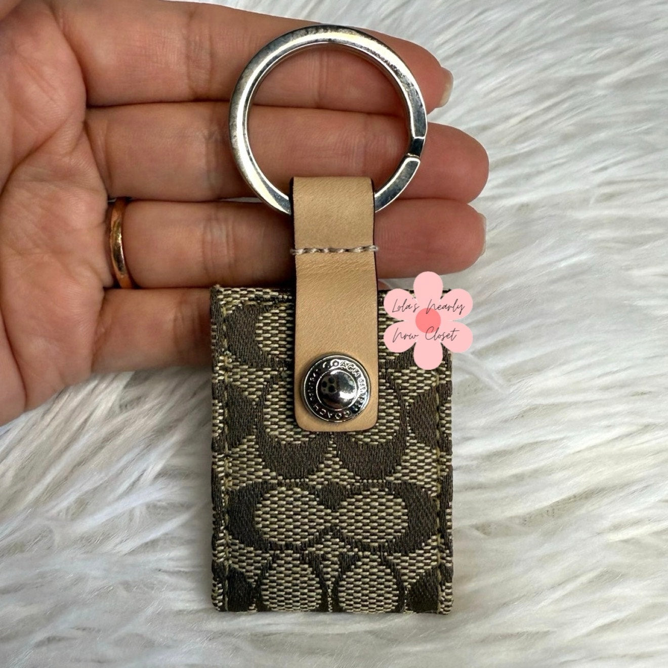 Vintage 2" COACH y2k Canvas Signature Photo Picture Frame Bag Charm Key Fob