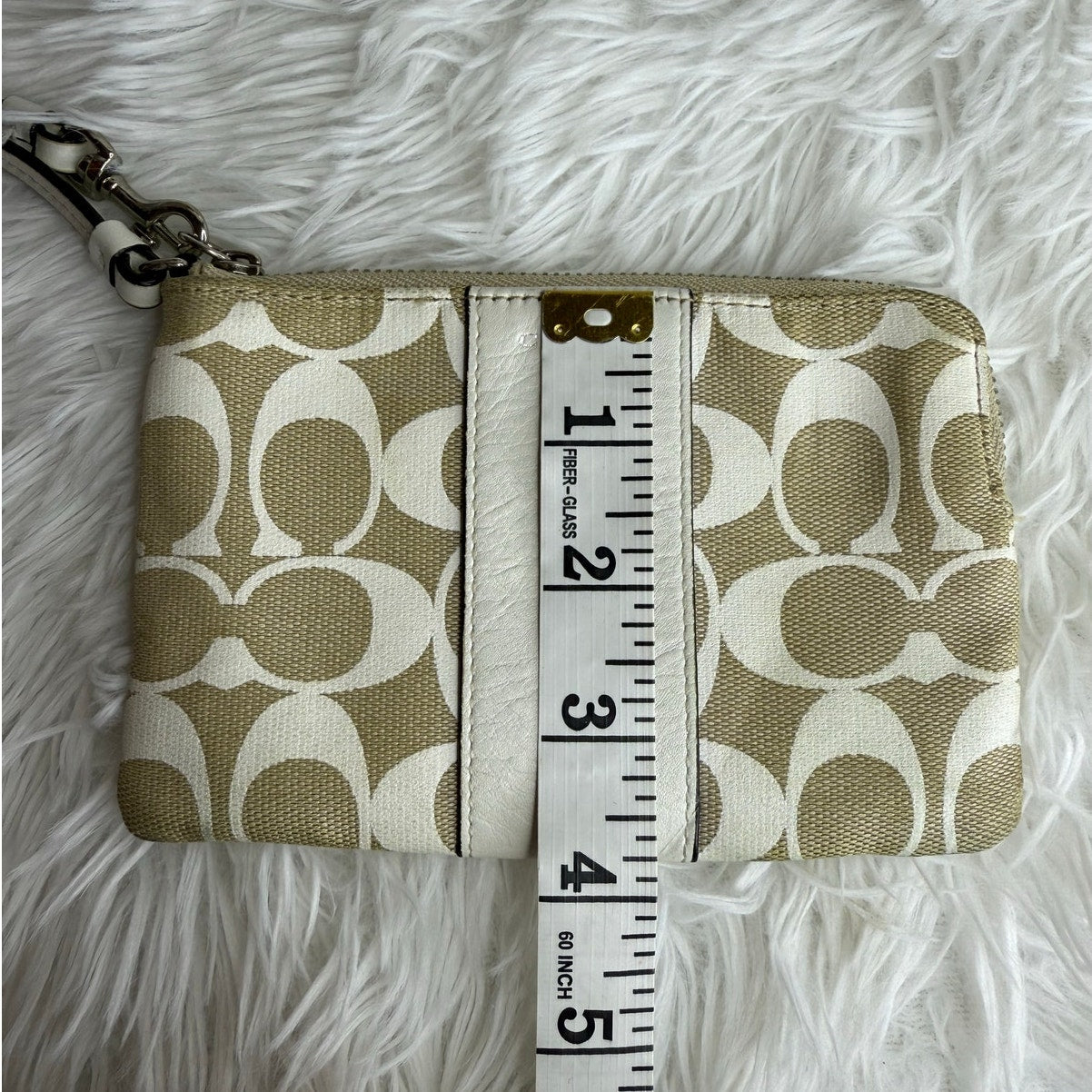 SALE COACH Signature Canvas Beige White Wristlet