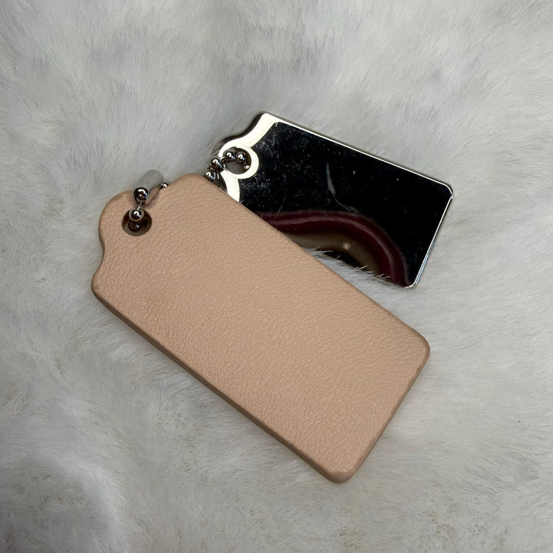 1.5" COACH Cream Silver Hang Tag Key Fob Bag Charm Set