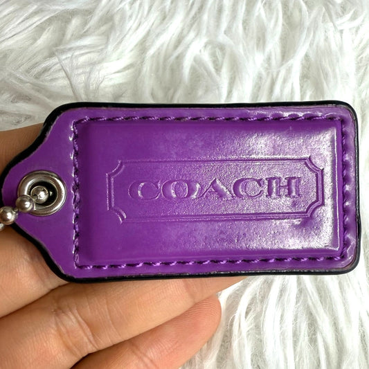 2" COACH Purple Patent Leather Fob Bag Charm Hang tag Hangtag