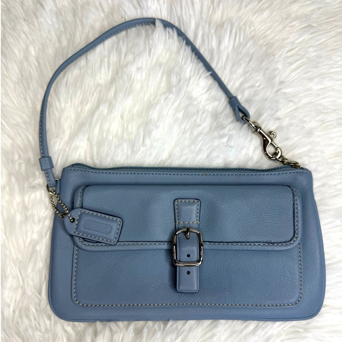 Vintage COACH y2k Soho Blue Wristlet