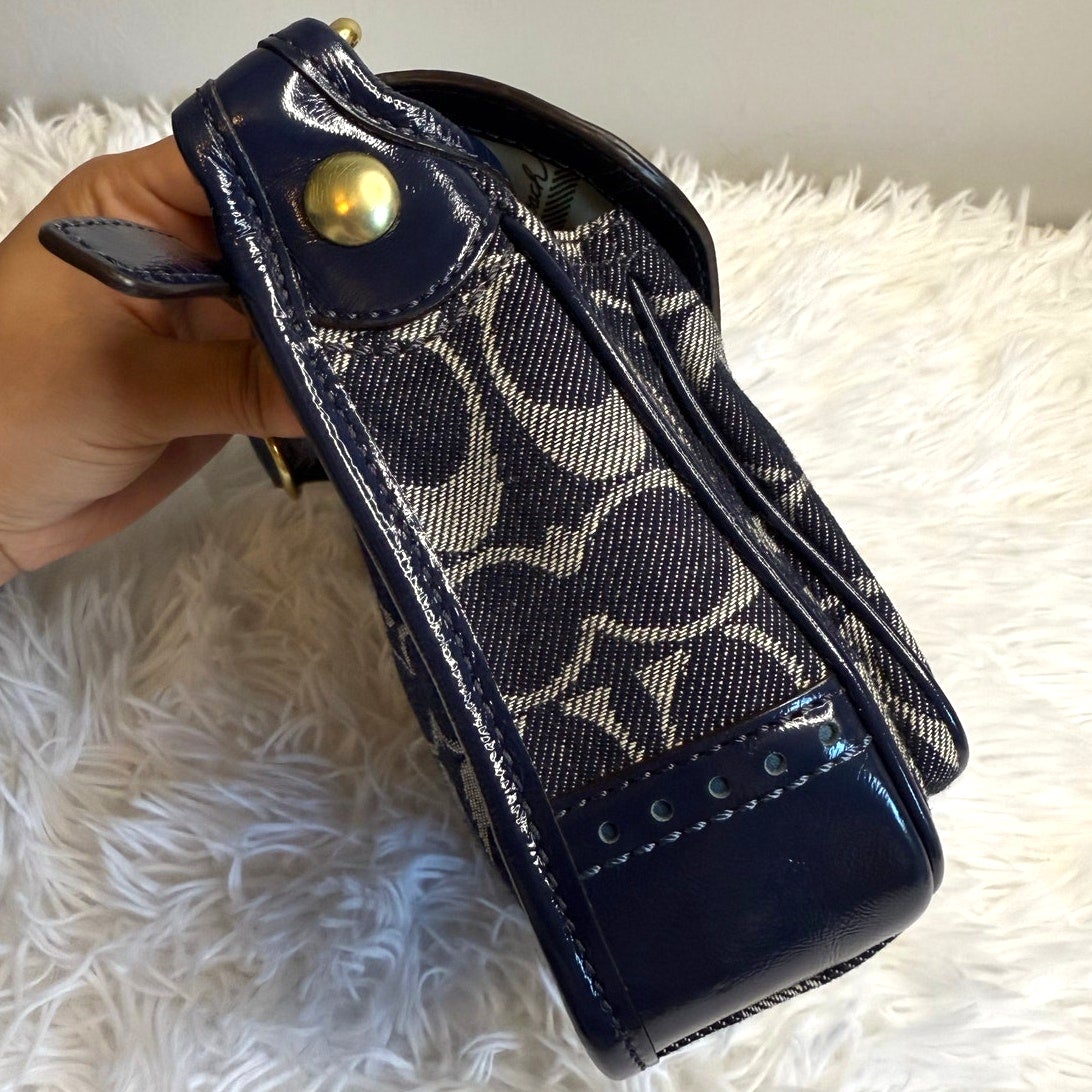 y2k COACH Denim Patent Leather Bleeker Crossbody