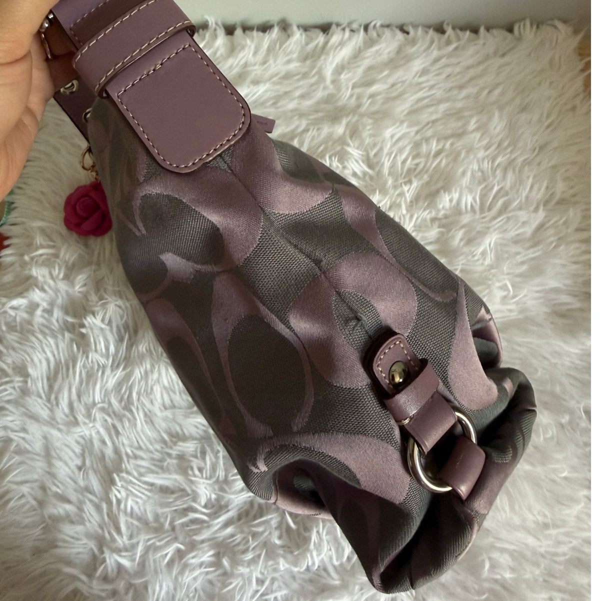 COACH Purple Signature Canvas Duffle Shoulder Bag Crossbody