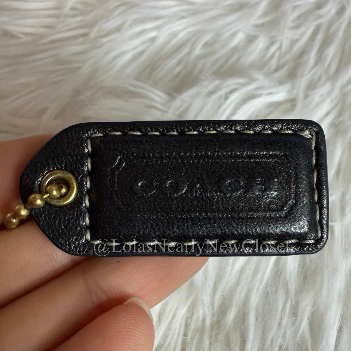 1.5" y2k COACH Black Suede Fob Bag Charm Hang tag Hangtag