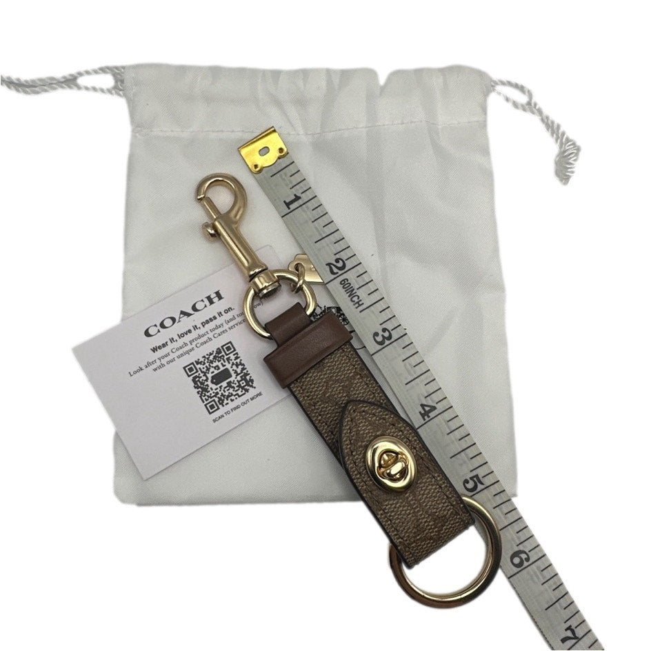 COACH Brown Signature Coated Canvas Bag Charm Key Fob