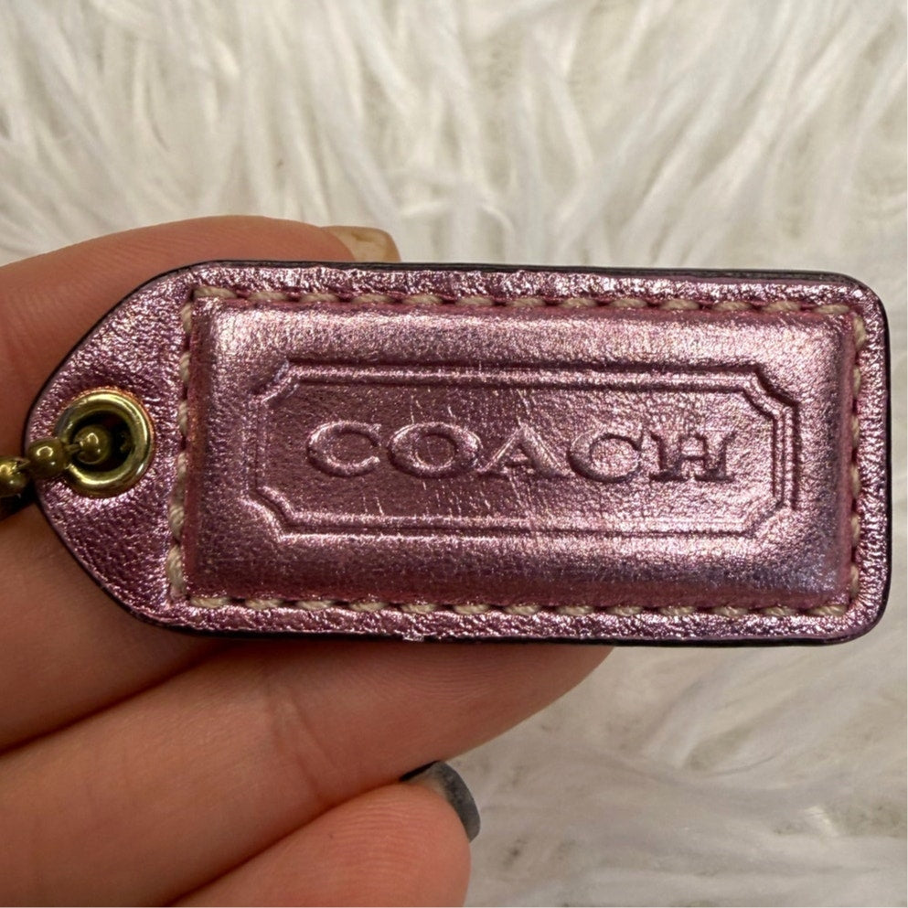 1.5” y2k COACH Metallic Pink Fob Bag Charm Hang tag Hangtag