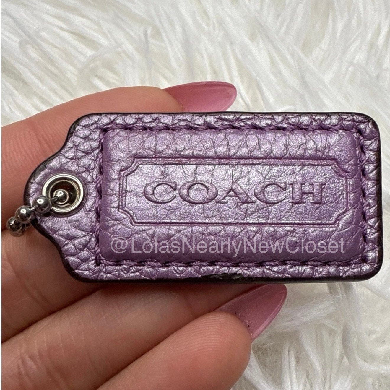 1.5" COACH Purple Fob Bag Charm Hang tag Hangtag