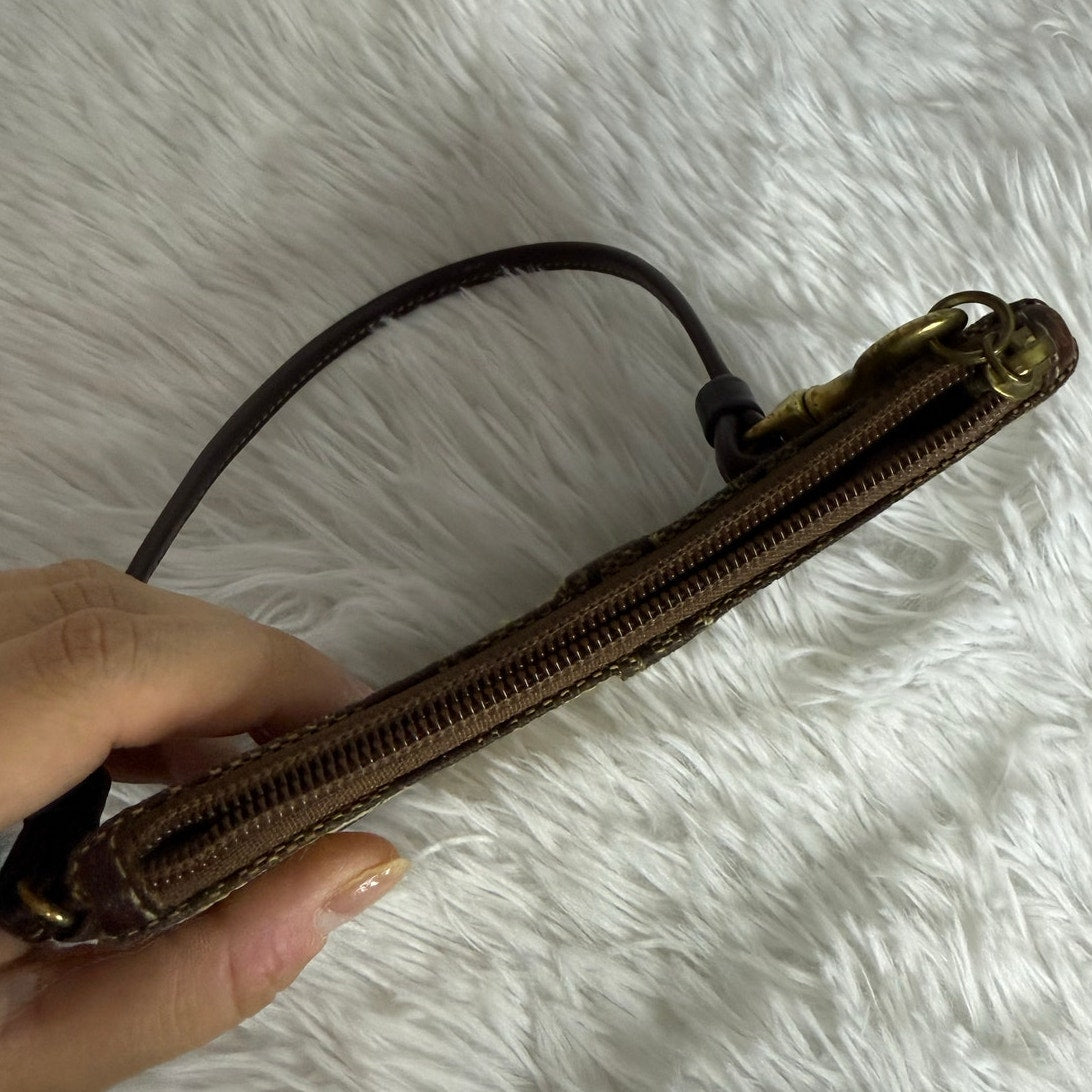 y2k COACH Brown Signature Canvas Wristlet