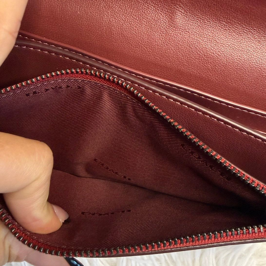 COACH Foldover Chain Clutch with Floral Applique Crossbody