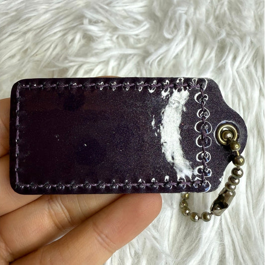 2" COACH Dark Purple Fob Bag Charm Hang tag Hangtag