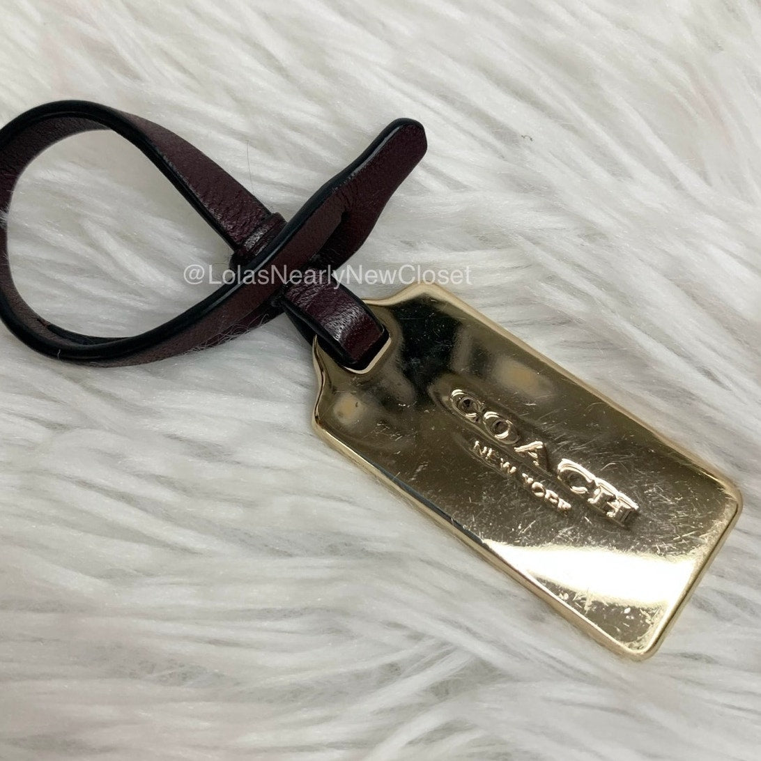 1.5" COACH Brown Gold Fob Bag Charm Hang tag Hangtag