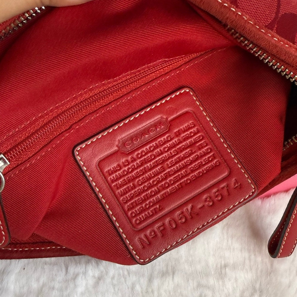 y2k Coach Vintage Soho Red Jacquard Shoulder Bag Crossbody