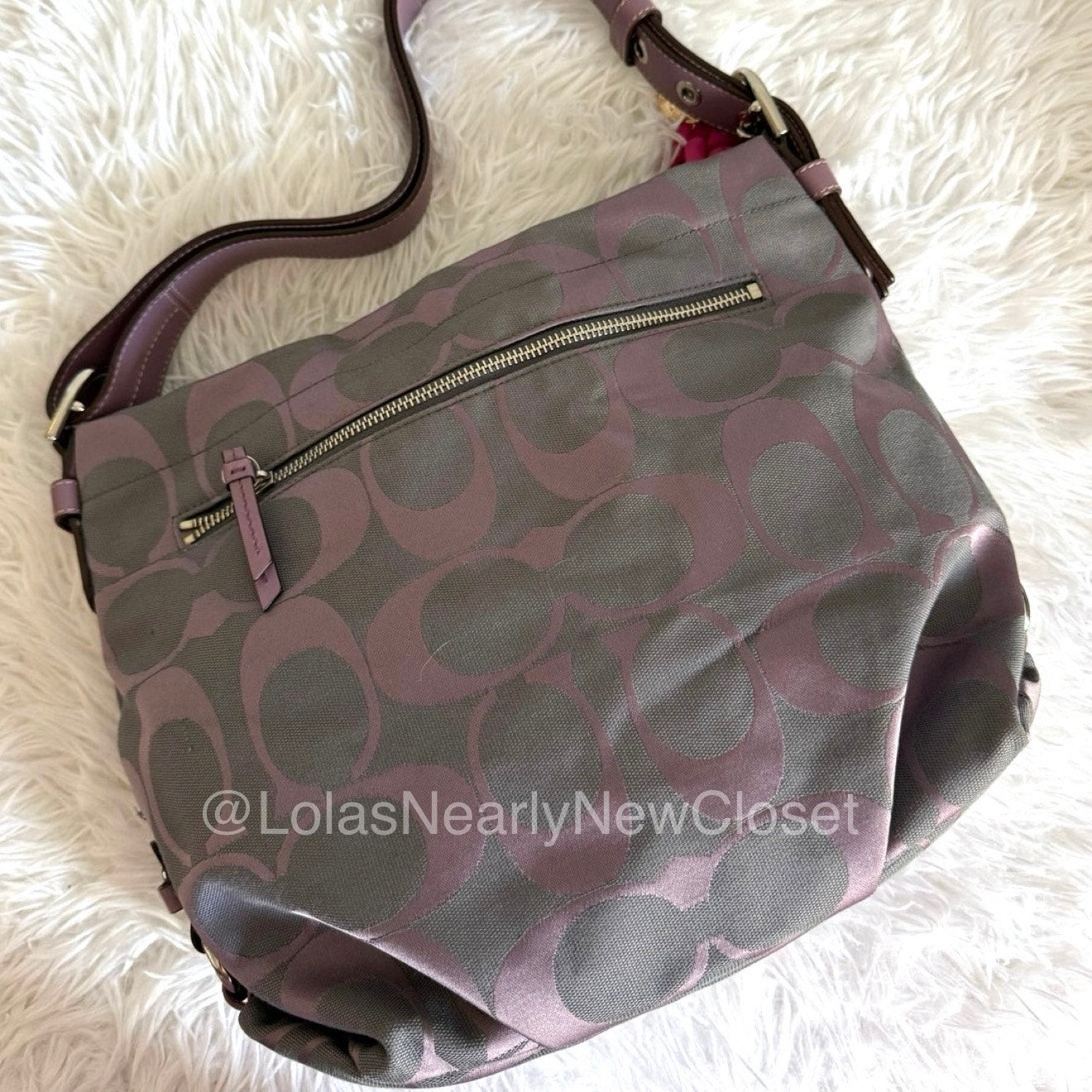 COACH Purple Signature Canvas Duffle Shoulder Bag Crossbody