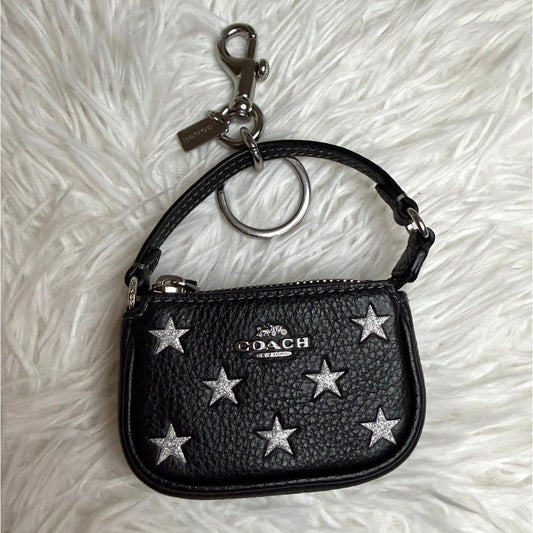 Coach Nolita Star Print Bag Charm – Black Pebble Leather Keychain