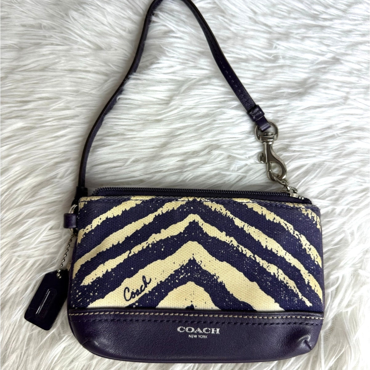 COACH Zebra Stripe Marine Wristlet
