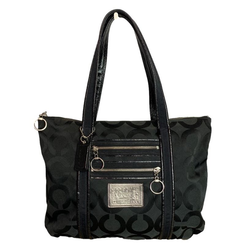 COACH Poppy Black Special Edition Signature Canvas Tote