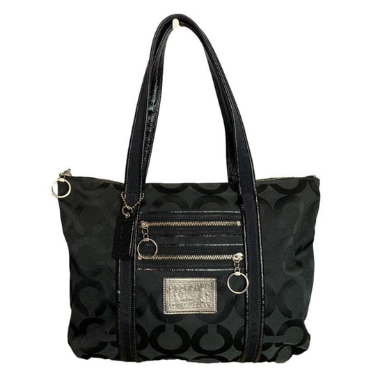 COACH Poppy Black Special Edition Signature Canvas Tote