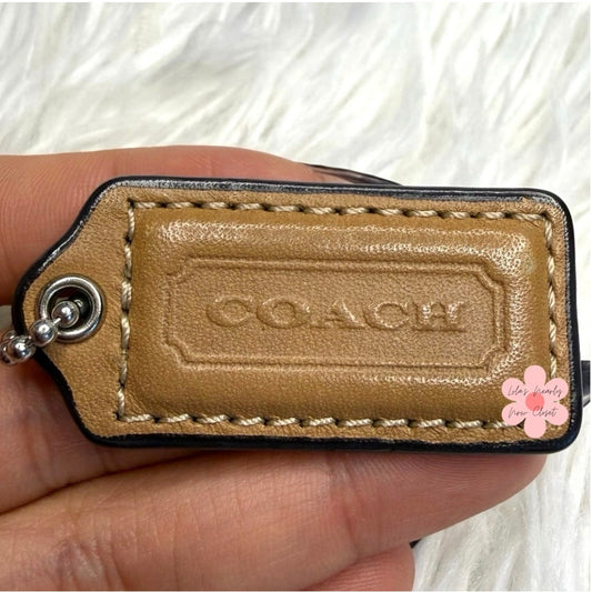 1.5” COACH Brown Fob Bag Charm Hang tag Hangtag