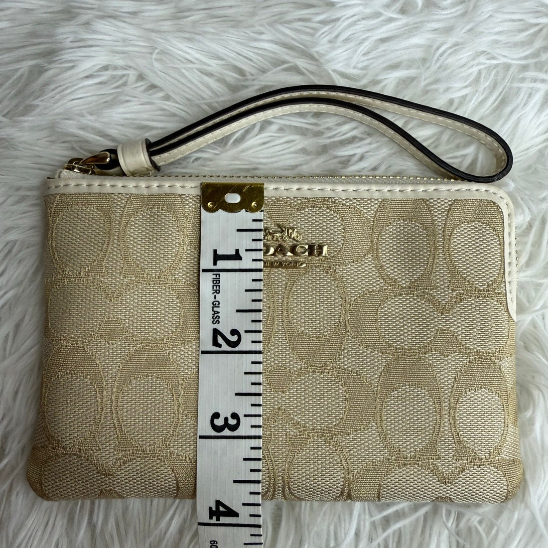COACH Signature Khaki White Canvas Wristlet