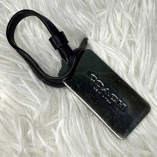 2" COACH Black Silver Fob Bag Charm Hang tag Hangtag