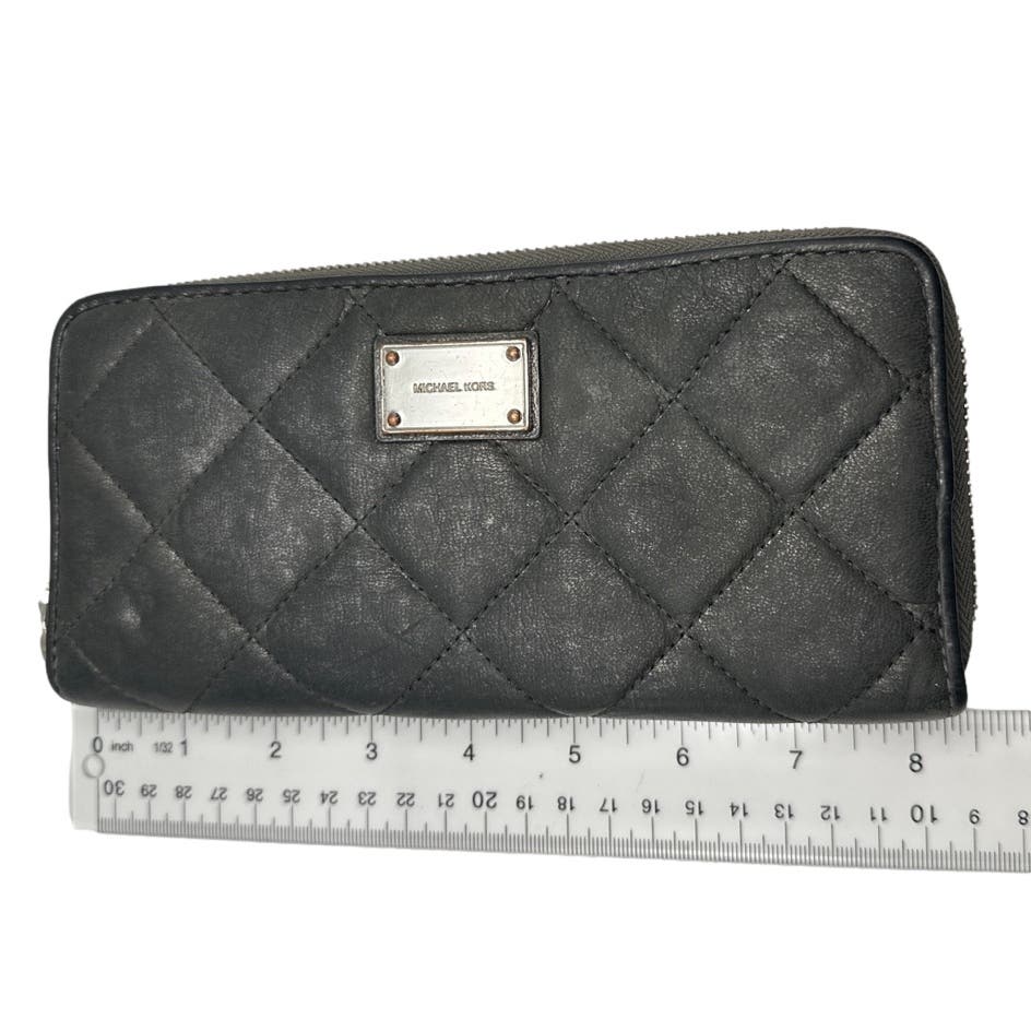 Michael Kors Black Quilted Zip Around Wallet