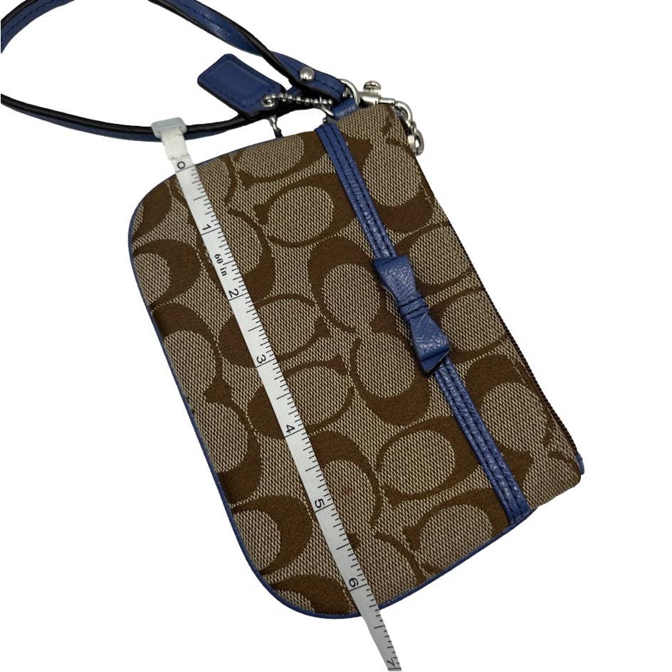 COACH Blue and Brown Canvas Wristlet