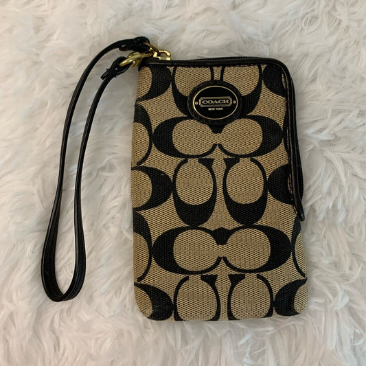 COACH Black Canvas Wristlet Card Holder
