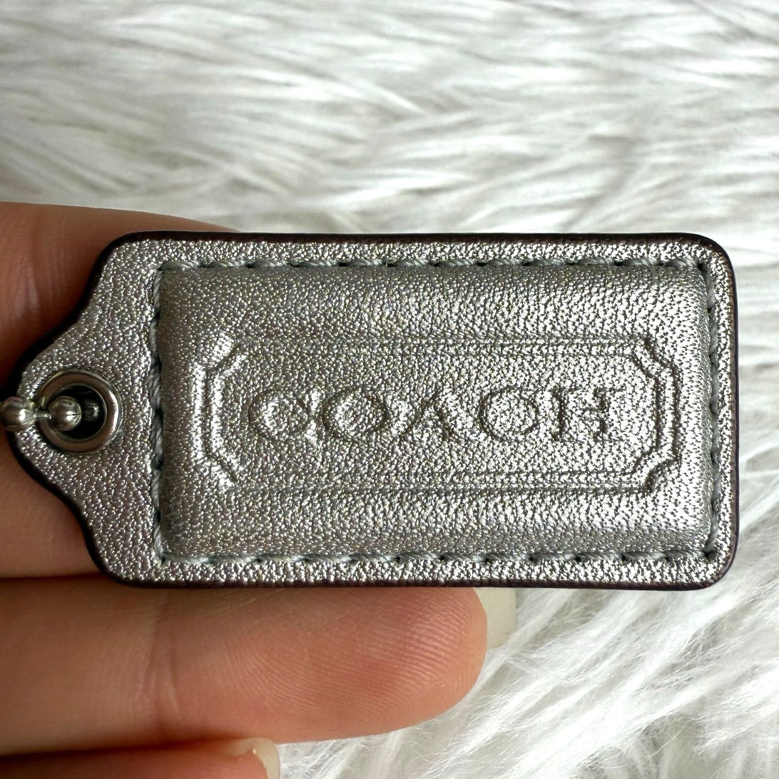 1.5" COACH Silver Fob Bag Charm Hang tag Hangtag