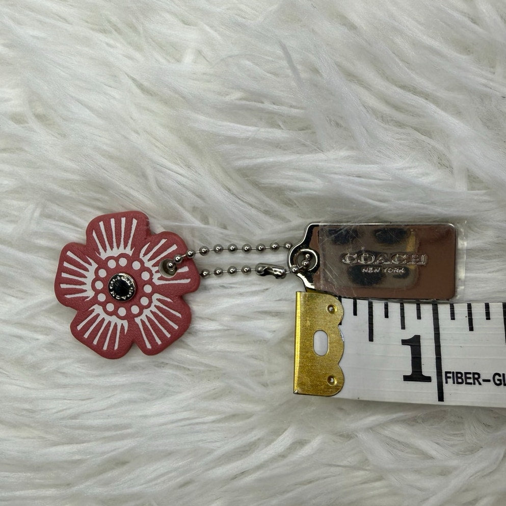 COACH Pink Silver Flower Floral Bag Charm Hang Tag