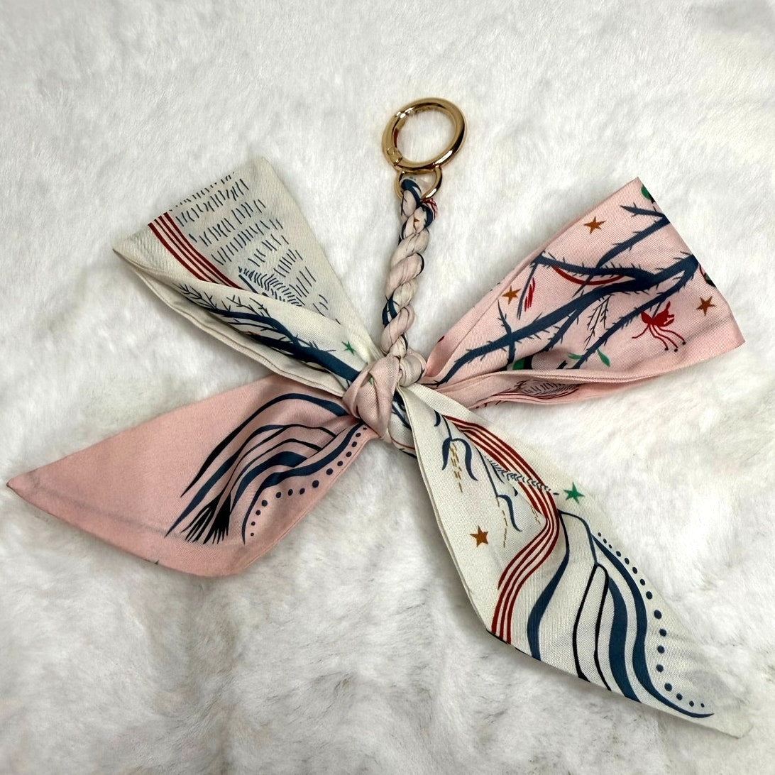 New Weave Bowknot Pendant Bag Charm Soft Silk Scarf Keychain Fashion Charm