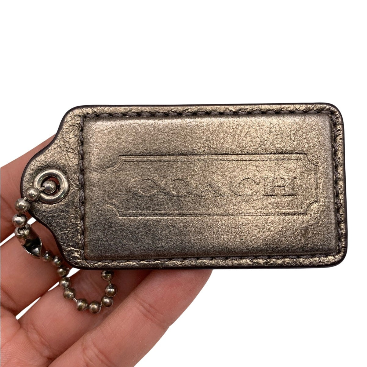 2.5" COACH Bronze Fob Bag Charm Hang tag Hangtag
